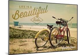 Sunset Beach, New Jersey - Life is a Beautiful Ride - Beach Cruisers-Lantern Press-Mounted Art Print