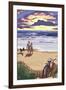 Sunset Beach Scene-Lantern Press-Framed Art Print