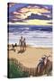 Sunset Beach Scene-Lantern Press-Stretched Canvas