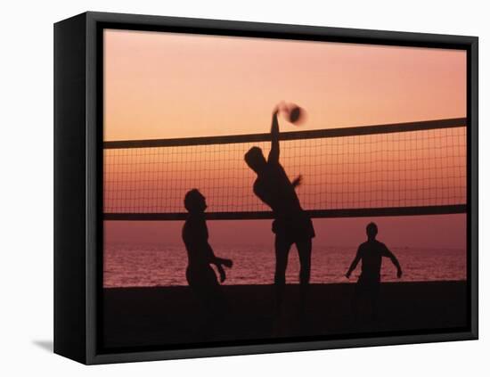 Sunset Beach Volleyball-Mitch Diamond-Framed Stretched Canvas