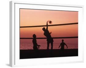 Sunset Beach Volleyball-Mitch Diamond-Framed Photographic Print