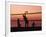 Sunset Beach Volleyball-Mitch Diamond-Framed Photographic Print