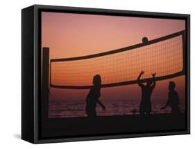 Sunset Beach Volleyball-Mitch Diamond-Framed Stretched Canvas