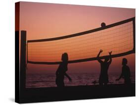 Sunset Beach Volleyball-Mitch Diamond-Stretched Canvas