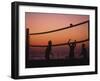 Sunset Beach Volleyball-Mitch Diamond-Framed Photographic Print