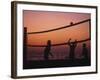 Sunset Beach Volleyball-Mitch Diamond-Framed Photographic Print