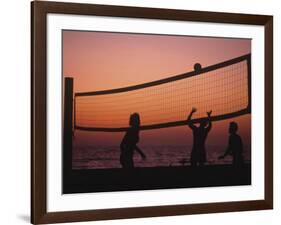 Sunset Beach Volleyball-Mitch Diamond-Framed Photographic Print