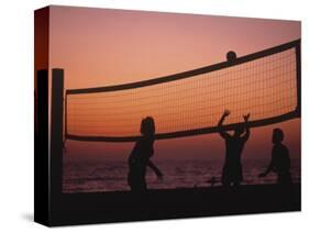 Sunset Beach Volleyball-Mitch Diamond-Stretched Canvas