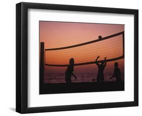 Sunset Beach Volleyball-Mitch Diamond-Framed Photographic Print