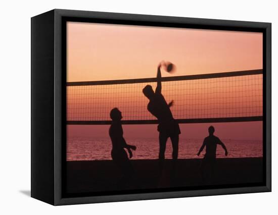 Sunset Beach Volleyball-Mitch Diamond-Framed Stretched Canvas