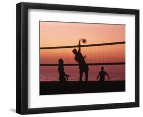 Sunset Beach Volleyball-Mitch Diamond-Framed Photographic Print