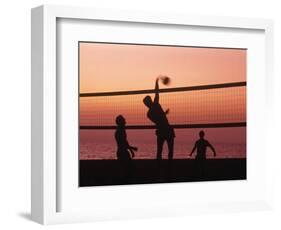 Sunset Beach Volleyball-Mitch Diamond-Framed Photographic Print