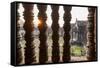 Sunset behind Columns at Angkor Wat, Cambodia-Paul Souders-Framed Stretched Canvas