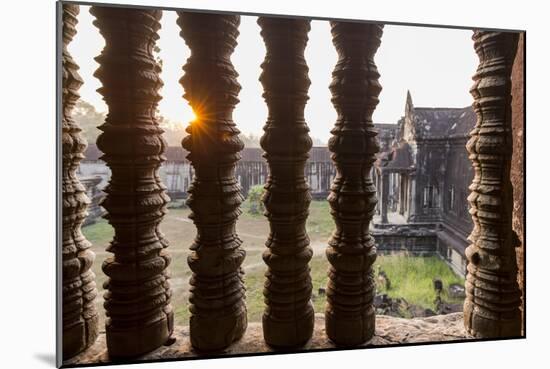 Sunset behind Columns at Angkor Wat, Cambodia-Paul Souders-Mounted Photographic Print