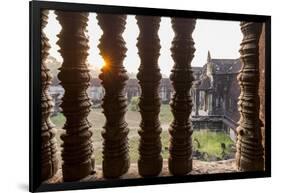 Sunset behind Columns at Angkor Wat, Cambodia-Paul Souders-Framed Photographic Print