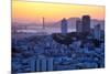 Sunset Behind Golden Gate Bridge, Downtown San Francisco-Vincent James-Mounted Photographic Print