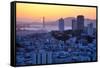 Sunset Behind Golden Gate Bridge, Downtown San Francisco-Vincent James-Framed Stretched Canvas