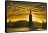 Sunset behind Stadshuset Bell Tower in Stockholm-Jon Hicks-Framed Stretched Canvas