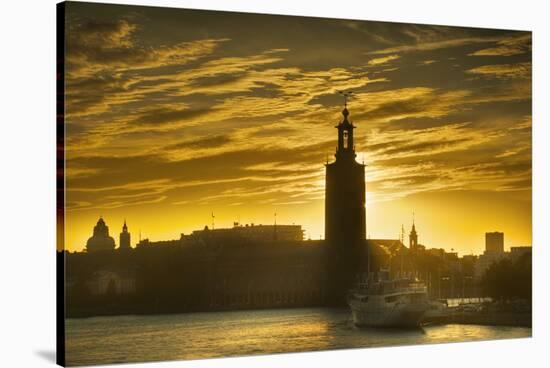 Sunset behind Stadshuset Bell Tower in Stockholm-Jon Hicks-Stretched Canvas