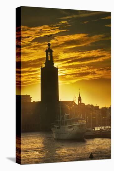 Sunset behind Stadshuset Bell Tower in Stockholm-Jon Hicks-Stretched Canvas