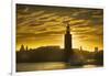 Sunset behind Stadshuset Bell Tower in Stockholm-Jon Hicks-Framed Photographic Print