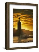 Sunset behind Stadshuset Bell Tower in Stockholm-Jon Hicks-Framed Photographic Print