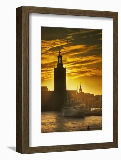 Sunset behind Stadshuset Bell Tower in Stockholm-Jon Hicks-Framed Photographic Print