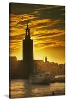Sunset behind Stadshuset Bell Tower in Stockholm-Jon Hicks-Stretched Canvas