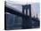 Sunset Behind the Brooklyn Bridge and Manhattan on a Humid Summer Evening-John Nordell-Stretched Canvas