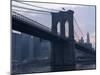 Sunset Behind the Brooklyn Bridge and Manhattan on a Humid Summer Evening-John Nordell-Mounted Photographic Print