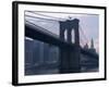 Sunset Behind the Brooklyn Bridge and Manhattan on a Humid Summer Evening-John Nordell-Framed Photographic Print