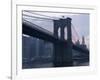 Sunset Behind the Brooklyn Bridge and Manhattan on a Humid Summer Evening-John Nordell-Framed Photographic Print