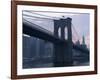 Sunset Behind the Brooklyn Bridge and Manhattan on a Humid Summer Evening-John Nordell-Framed Photographic Print