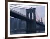 Sunset Behind the Brooklyn Bridge and Manhattan on a Humid Summer Evening-John Nordell-Framed Photographic Print