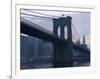 Sunset Behind the Brooklyn Bridge and Manhattan on a Humid Summer Evening-John Nordell-Framed Photographic Print