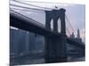 Sunset Behind the Brooklyn Bridge and Manhattan on a Humid Summer Evening-John Nordell-Mounted Photographic Print