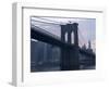 Sunset Behind the Brooklyn Bridge and Manhattan on a Humid Summer Evening-John Nordell-Framed Photographic Print