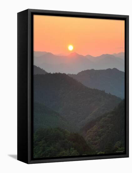 Sunset Beyond Mountains-null-Framed Stretched Canvas