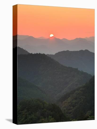 Sunset Beyond Mountains-null-Stretched Canvas