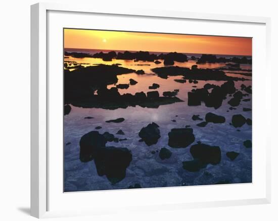 Sunset, Big Island of Hawaii, Kona Coast, Hawaii, USA-Charles Gurche-Framed Photographic Print