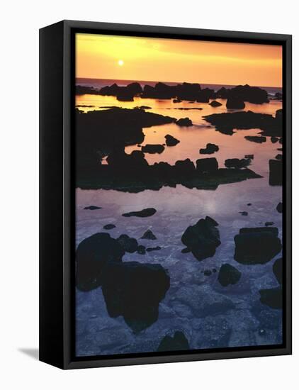 Sunset, Big Island of Hawaii, Kona Coast, Hawaii, USA-Charles Gurche-Framed Stretched Canvas