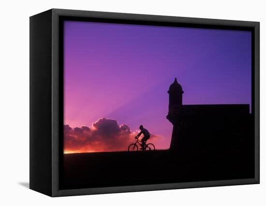 Sunset Bike Ride at El Morro Fort, Old San Juan, Puerto Rico-Bill Bachmann-Framed Stretched Canvas