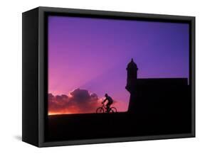 Sunset Bike Ride at El Morro Fort, Old San Juan, Puerto Rico-Bill Bachmann-Framed Stretched Canvas