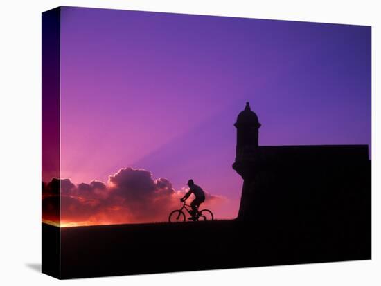 Sunset Bike Ride at El Morro Fort, Old San Juan, Puerto Rico-Bill Bachmann-Stretched Canvas