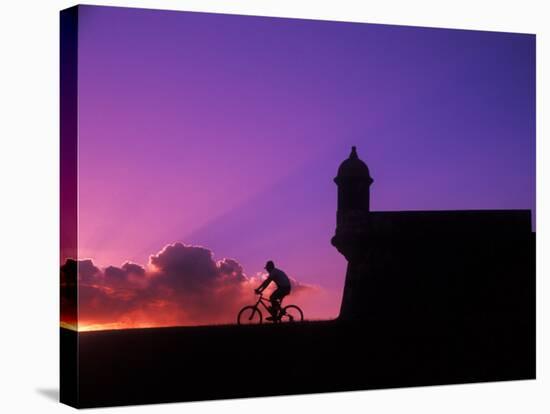 Sunset Bike Ride at El Morro Fort, Old San Juan, Puerto Rico-Bill Bachmann-Stretched Canvas