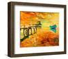 Sunset Boat and Jetty Painting-null-Framed Art Print