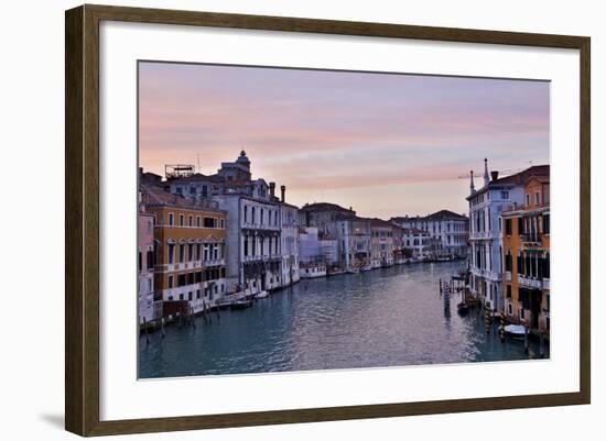 Sunset Boats on Grand Canal, Venice, Italy-Darrell Gulin-Framed Photographic Print