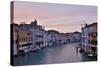 Sunset Boats on Grand Canal, Venice, Italy-Darrell Gulin-Stretched Canvas