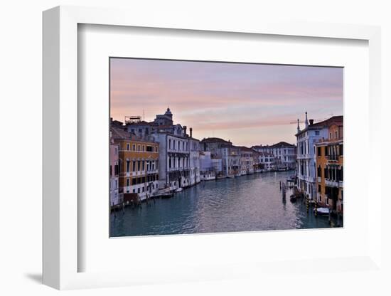 Sunset Boats on Grand Canal, Venice, Italy-Darrell Gulin-Framed Photographic Print