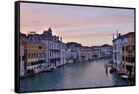 Sunset Boats on Grand Canal, Venice, Italy-Darrell Gulin-Framed Stretched Canvas